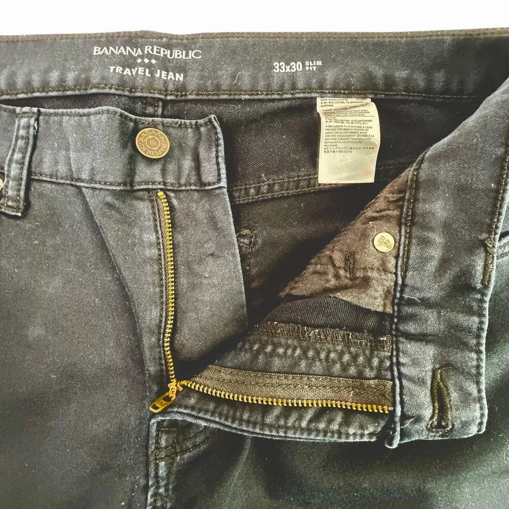 Banana Republic Travel Jean Mens 33x30 Black Slim Fit Traveler Pant Modern
